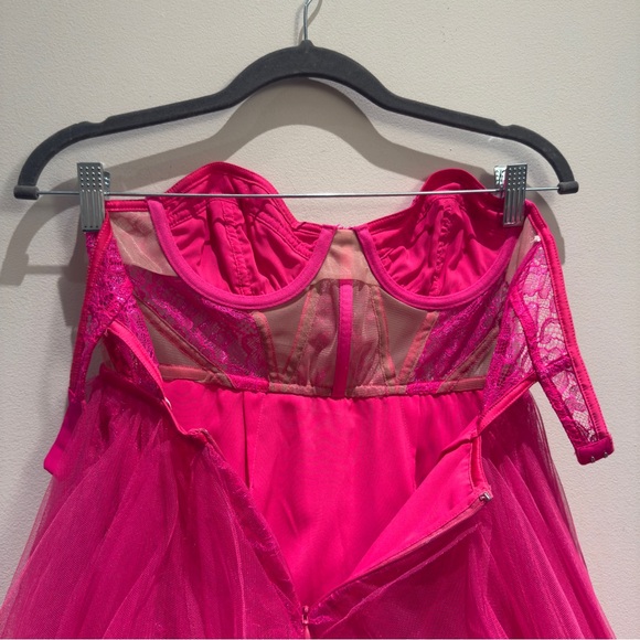 For Love & Lemons Rosario BarbieCore Hot Pink Mini Bustier Dress Women’s Size XS - Picture 10 of 11